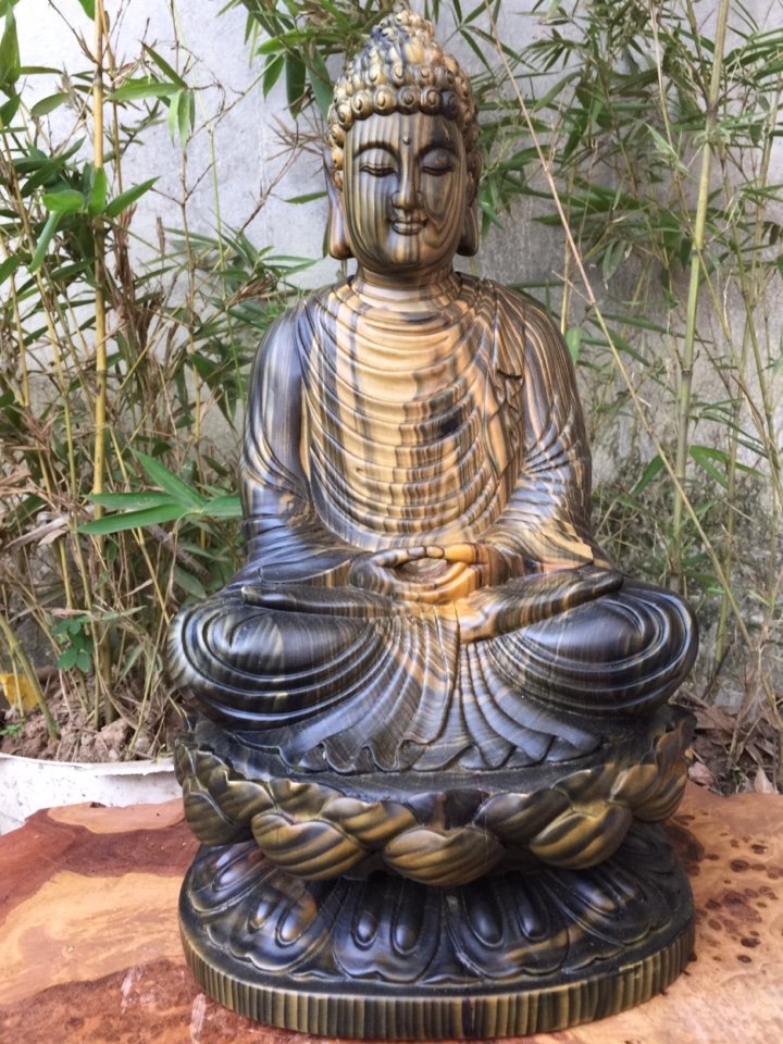 Tượng Phật Thích Ca gỗ mun hoa