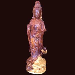 Tượng Phật Quan Âm gỗ cẩm chỉ 47x15x13cm