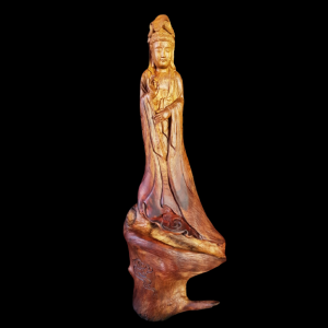 Tượng Phật Quan Âm Thế Gỗ Hương Xoắn Nghệ Thuật 56x23x16cm 