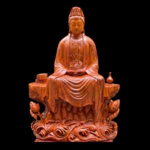 Tượng Phật Quan Âm Bồ Tát Tự Tại Gỗ Hương Đá 60x42x24cm 