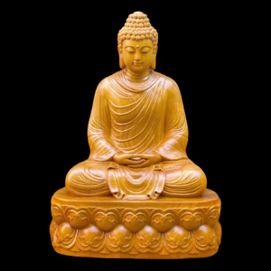 Tượng Phật Thích Ca Thiền Gỗ Gõ Vàng 50x38x25cm 