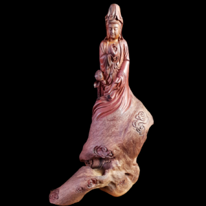 Tượng Phật Quan Âm Bồ Tát Gỗ Hương Xoắn 55x30x21cm 