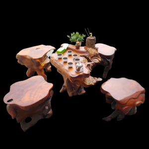 Bộ Bàn Ghế Gốc Cây Gỗ Hương Gia Lai 5 Món 