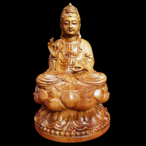 Tượng Phật Quan Âm Bồ Tát Gỗ Ngọc Am 23x15x15cm 