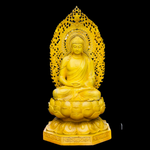 Tượng Phật Adi Đà Gỗ Gõ Vàng 90x45x45cm 