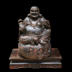 Tượng Phật Di Lặc Ngồi Bao Tiền Gỗ Trắc Vip 28x20x17cm 