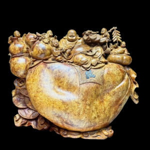 Siêu Phẩm Tượng Phật Di Lặc Ngũ Phúc Gỗ Nu Hương Việt 56x70x26cm 