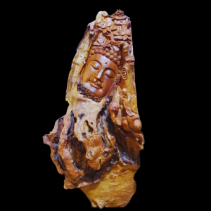 Tượng Nhất Tâm Bái Phật Gỗ Lũa Sụn Hương 81x39x16cm 