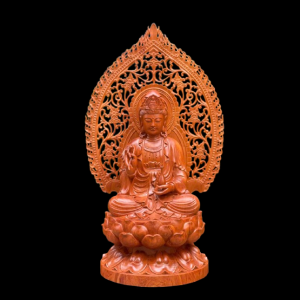 Tượng Phật Quan Âm Bồ Tát Ngự Đài Sen Gỗ Hương Đá 60x36x36cm 